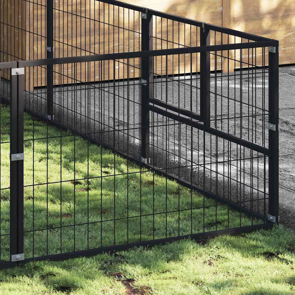 Hundegård svart 18 m² stål