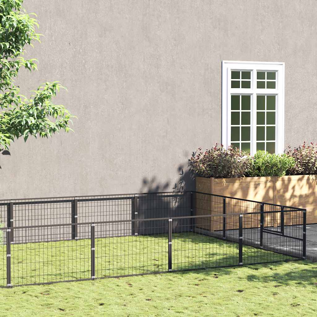 Hundegård svart 18 m² stål