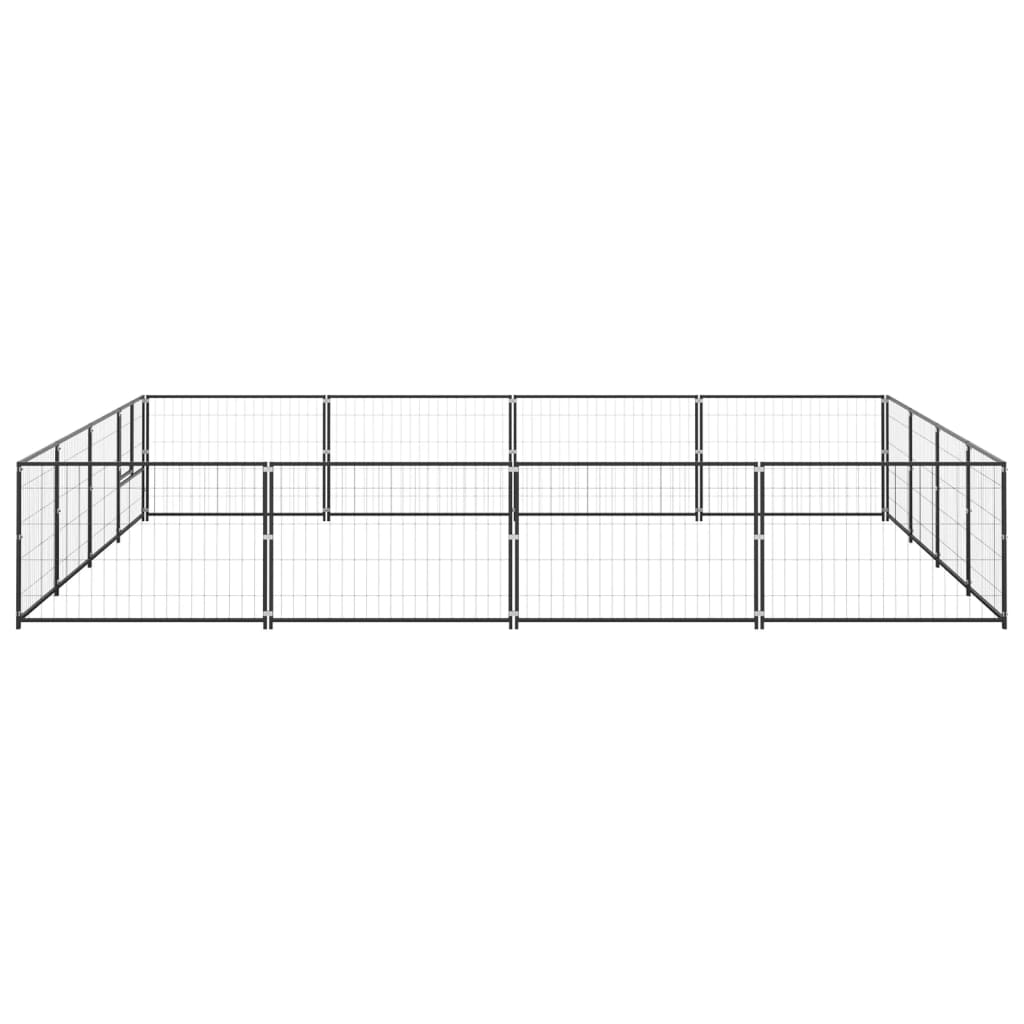 Hundegård svart 16 m² stål
