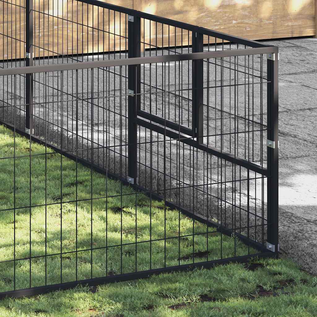 Hundegård svart 24 m² stål