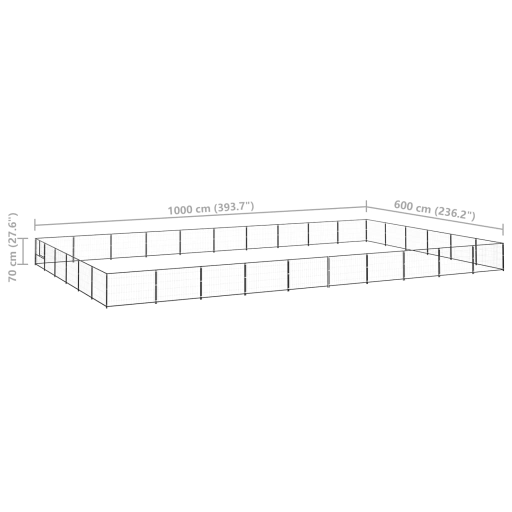 Hundegård svart 60 m² stål