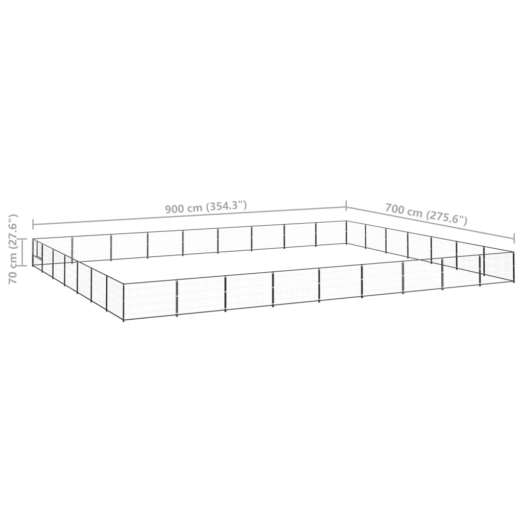 Hundegård svart 63 m² stål