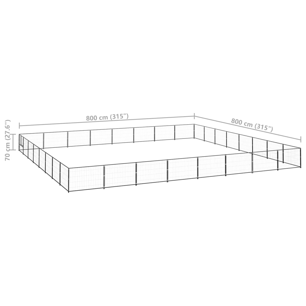 Hundegård svart 64 m² stål