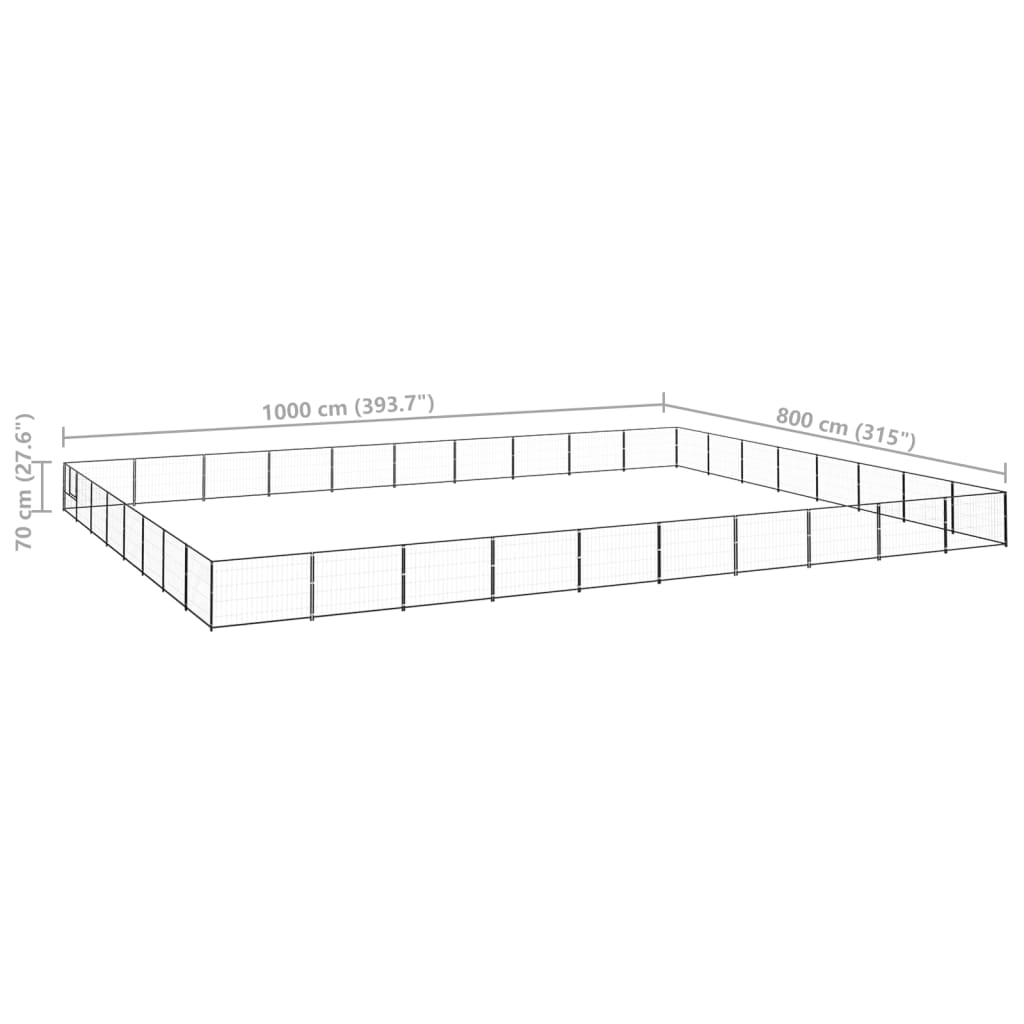 Hundegård svart 80 m² stål