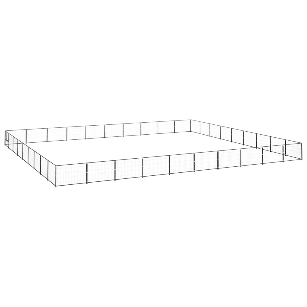 Hundegård svart 90 m² stål