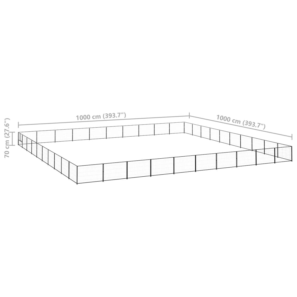 Hundegård svart 100 m² stål