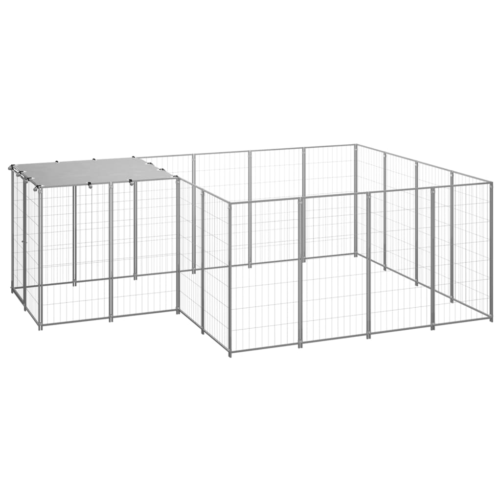 Hundegård sølv 6,05 m² stål vidaXL