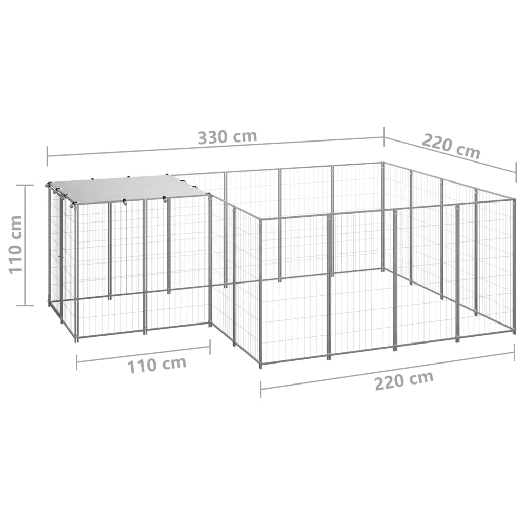 Hundegård sølv 6,05 m² stål vidaXL