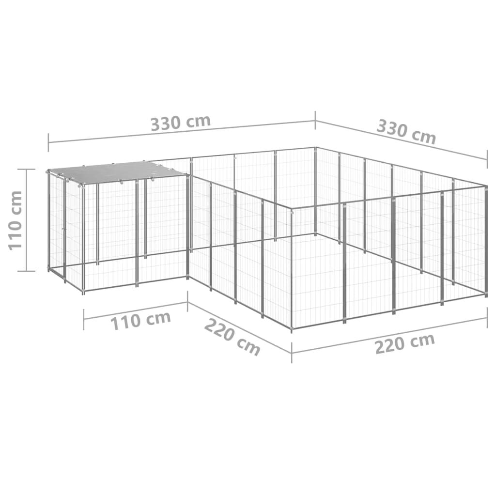 Hundegård sølv 8,47 m² stål