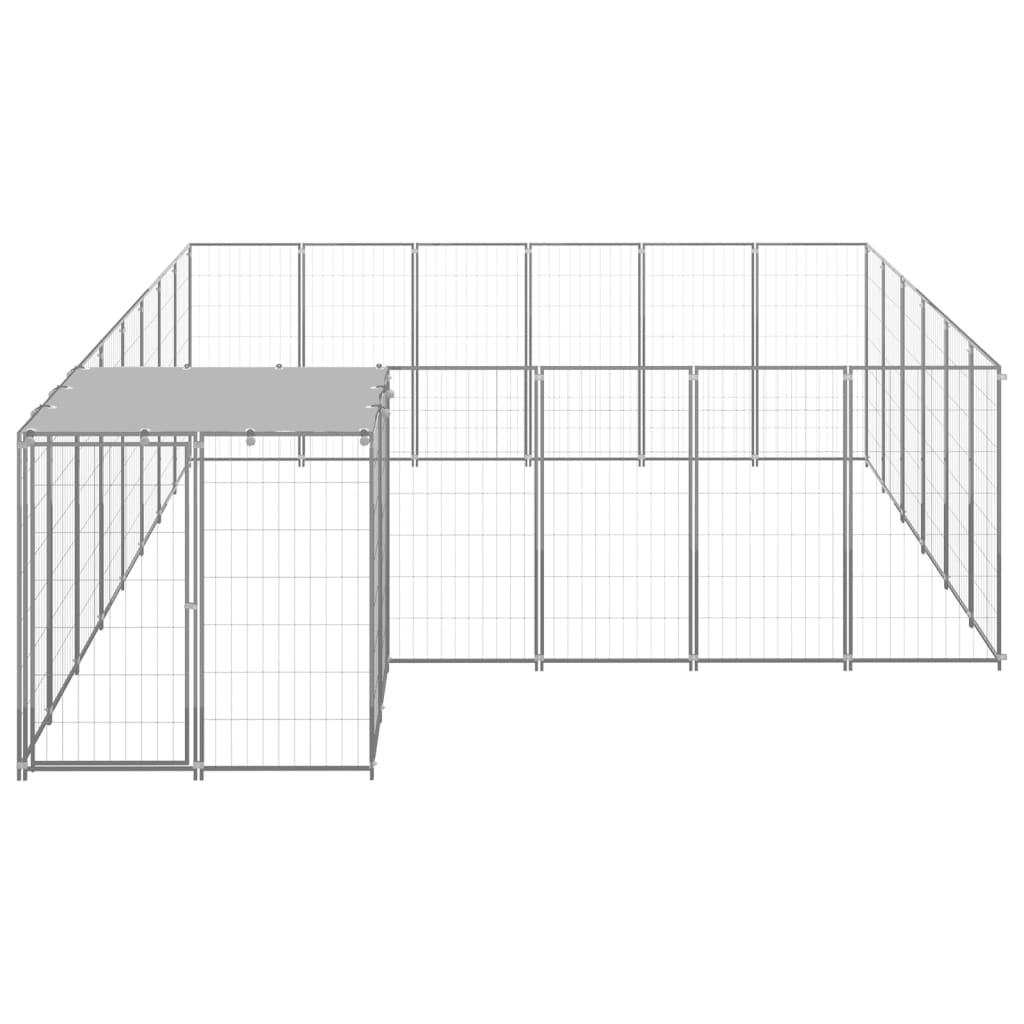 Hundegård sølv 12,1 m² stål vidaXL