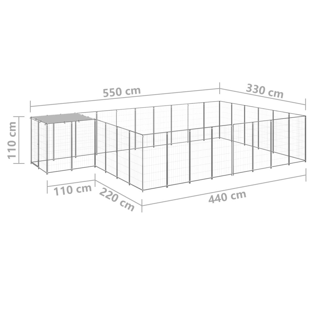 Hundegård sølv 15,73 m² stål