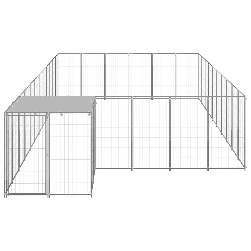 Hundegård sølv 19,36 m² stål vidaXL