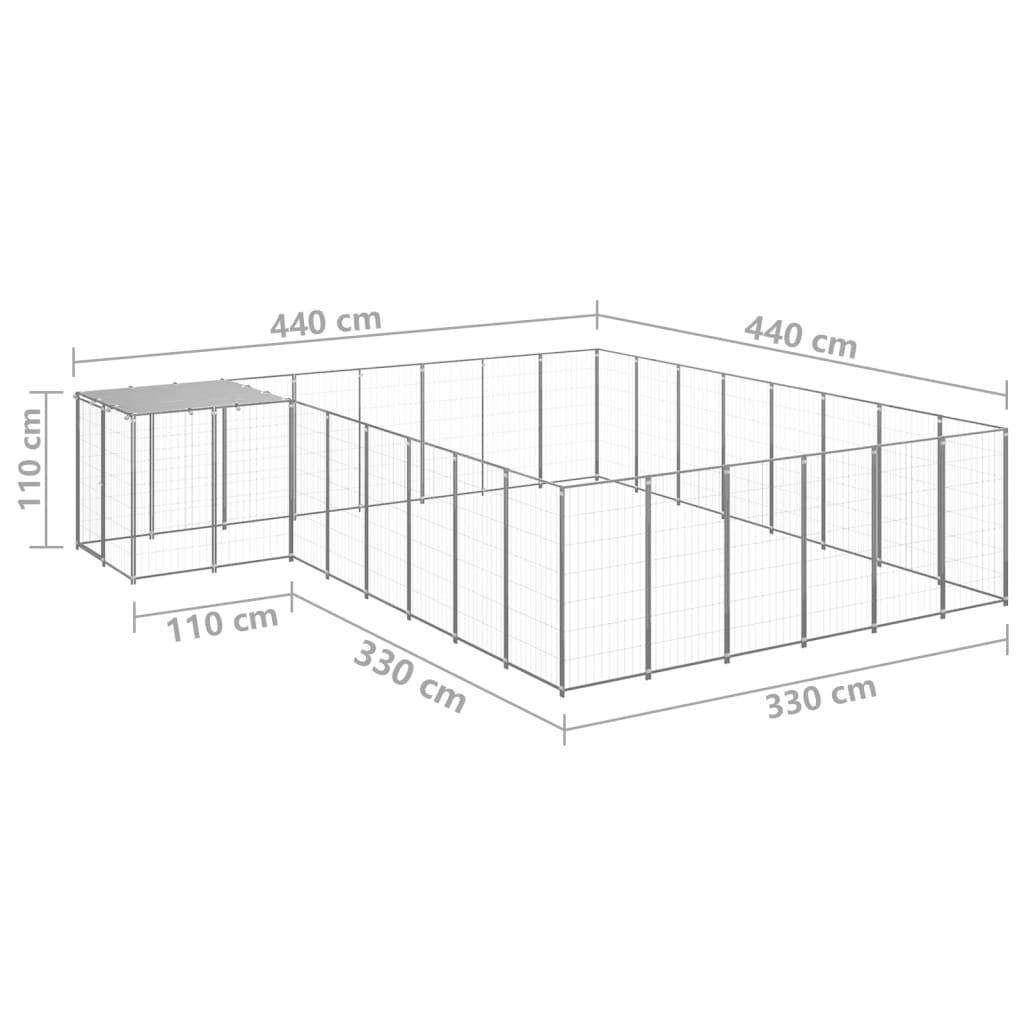Hundegård sølv 15,73 m² stål