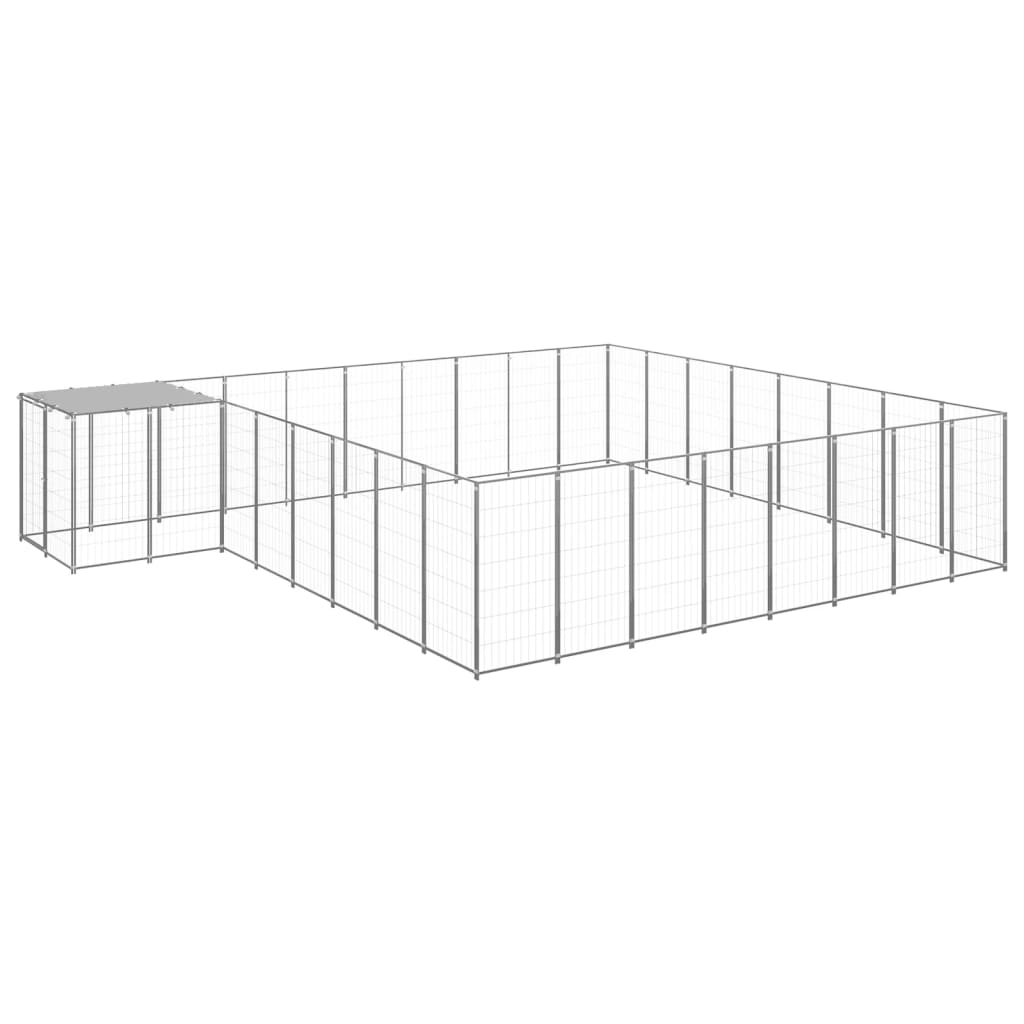 Hundegård sølv 20,57 m² stål vidaXL