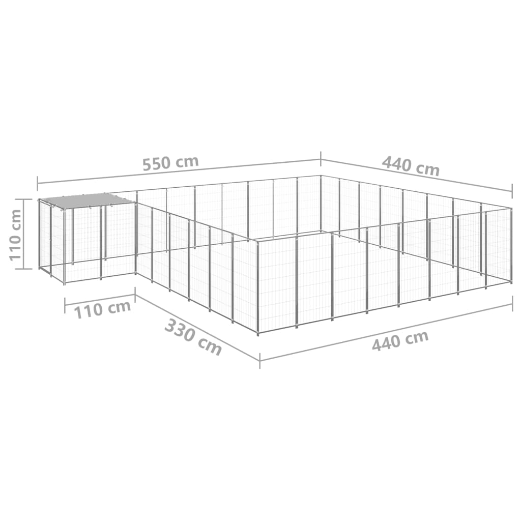 Hundegård sølv 20,57 m² stål vidaXL