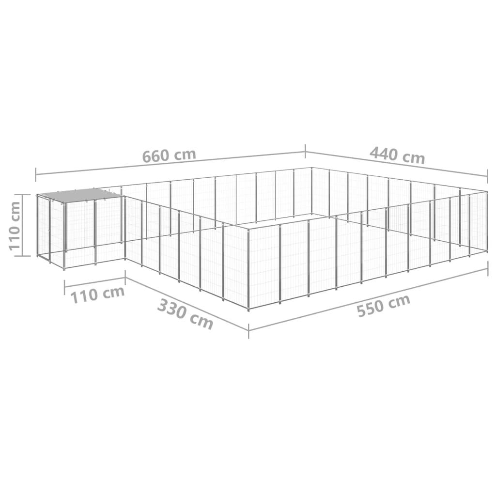 Hundegård sølv 25,41 m² stål