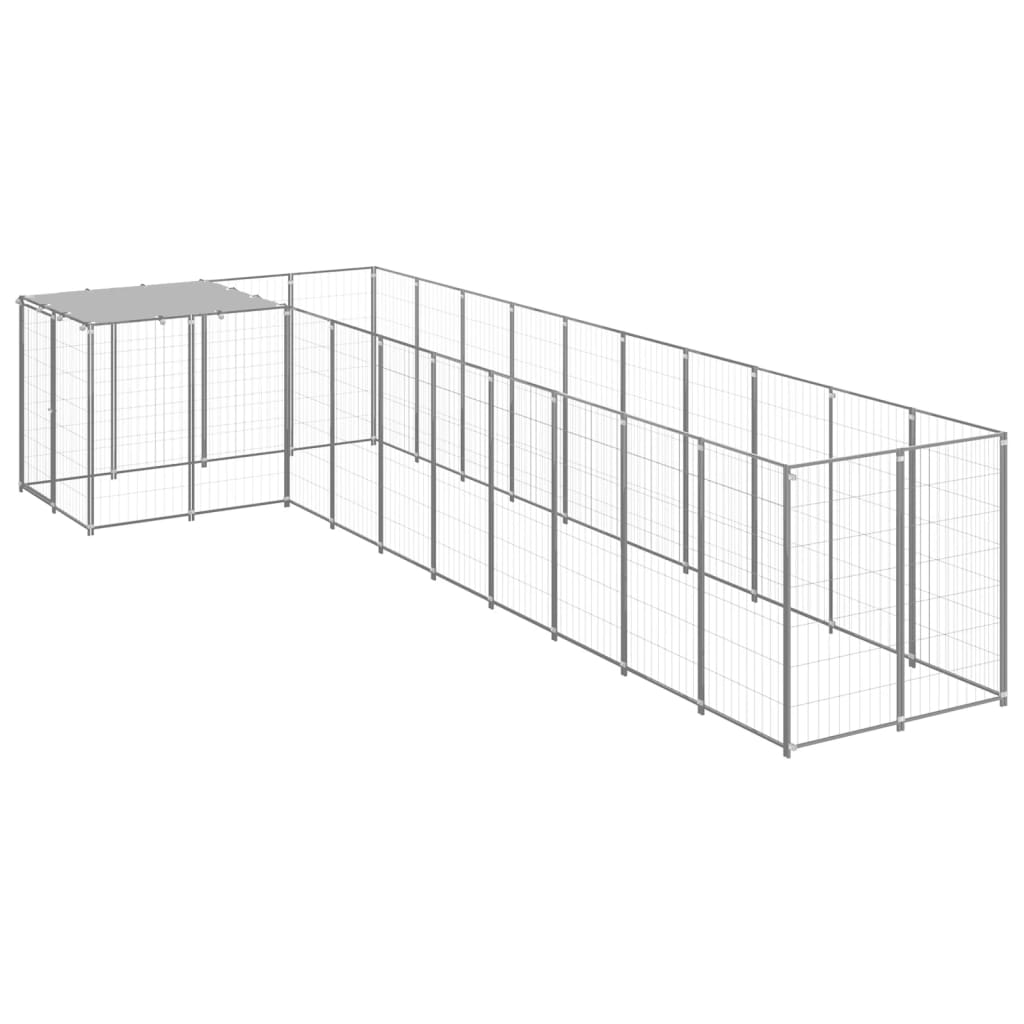 Hundegård sølv 7,26 m² stål vidaXL