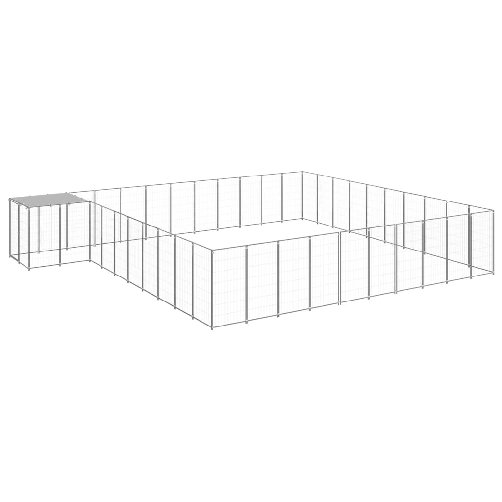 Hundegård sølv 31,46 m² stål vidaXL
