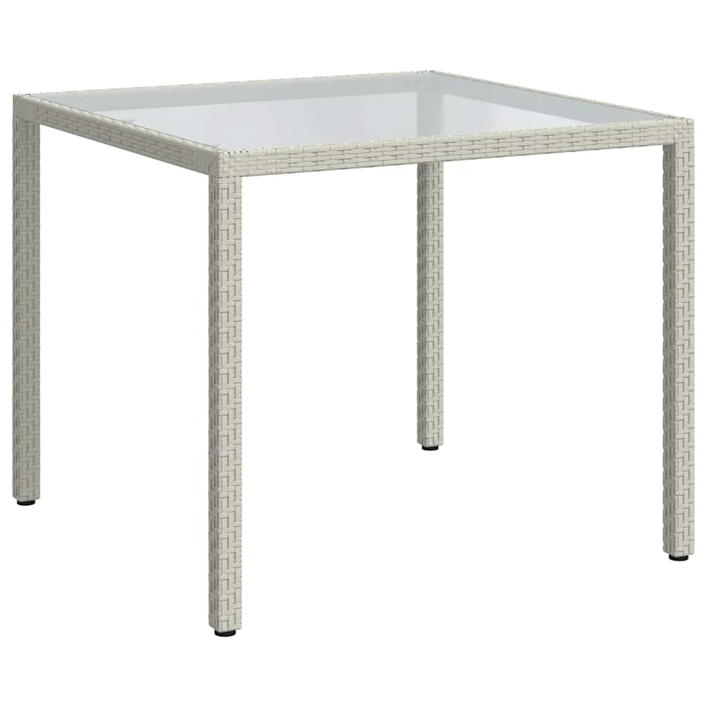 Hagebord 90x90x75 cm herdet glass og polyrotting hvit vidaXL