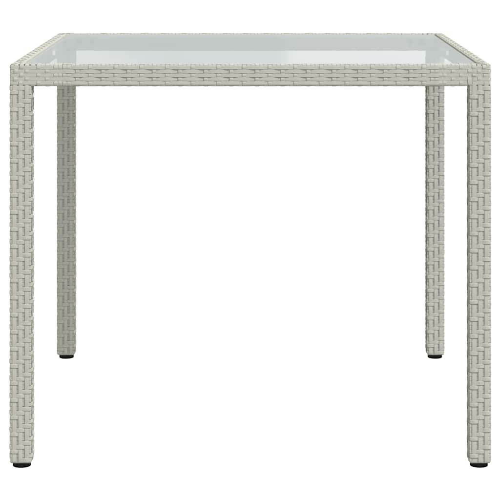 Hagebord 90x90x75 cm herdet glass og polyrotting hvit vidaXL