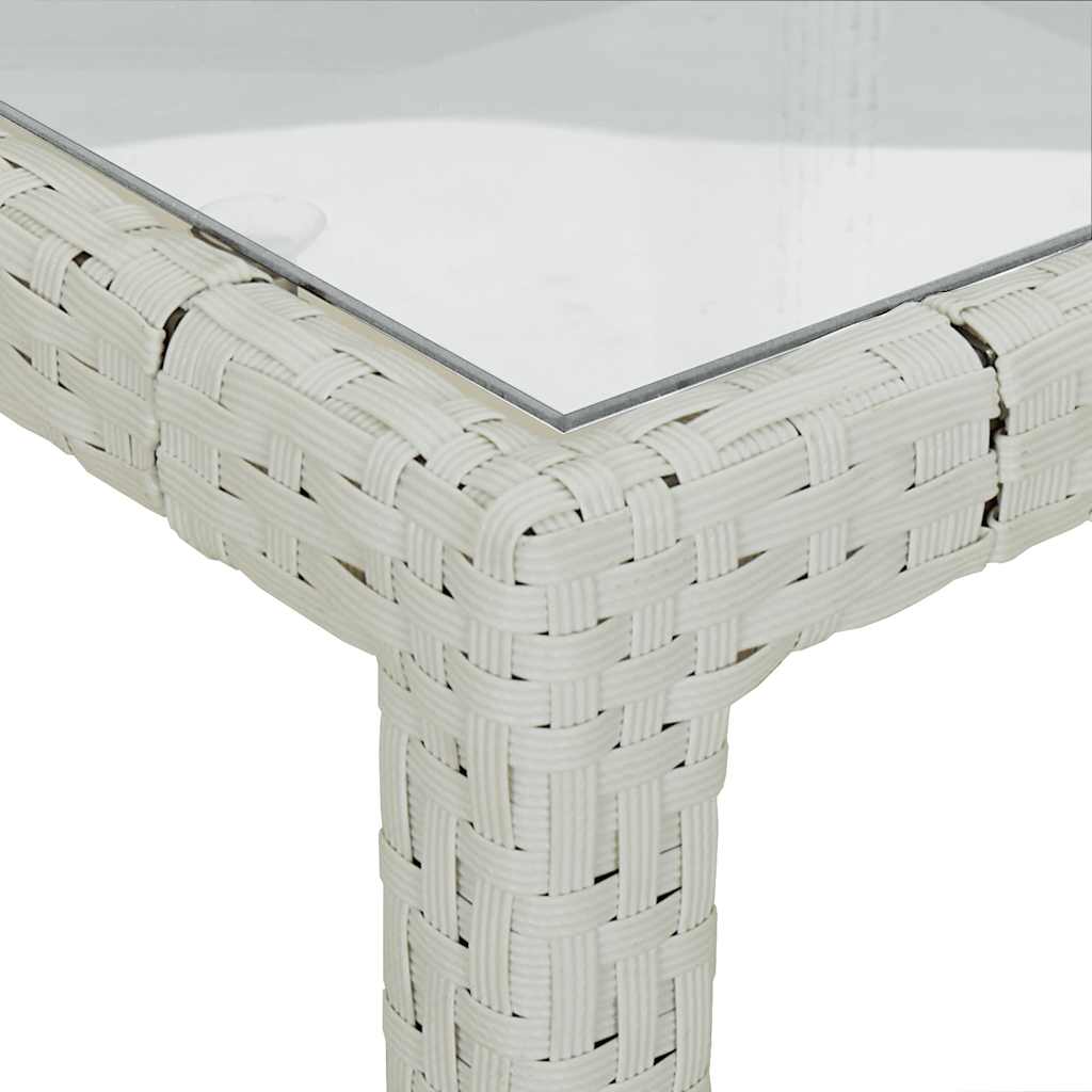 Hagebord 90x90x75 cm herdet glass og polyrotting hvit vidaXL