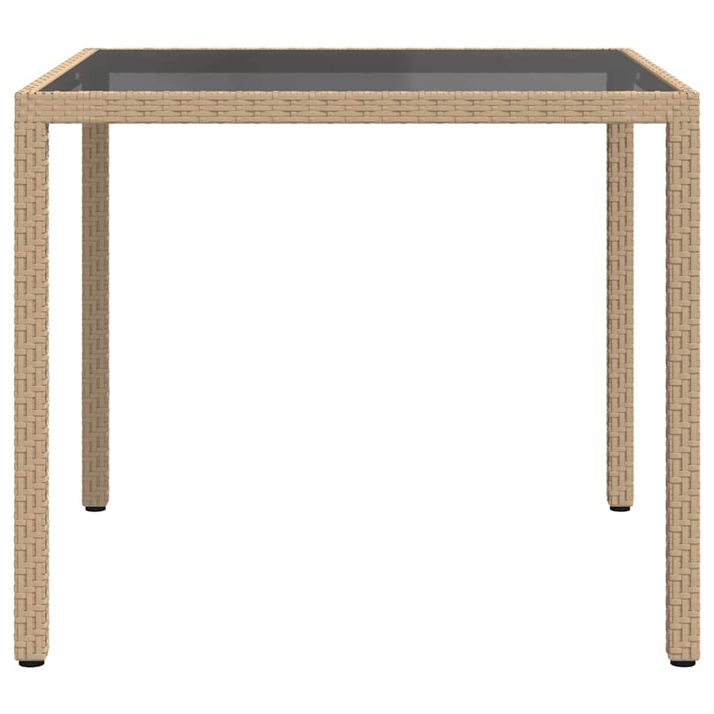 Hagebord 90x90x75 cm herdet glass og polyrotting beige vidaXL