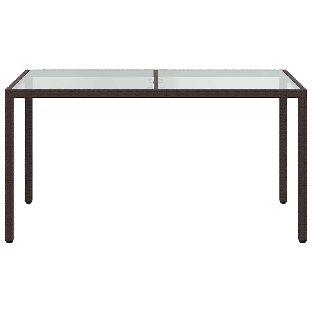 Hagebord 150x90x75 cm herdet glass og polyrotting brun vidaXL