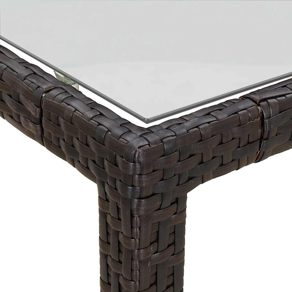 Hagebord 150x90x75 cm herdet glass og polyrotting brun vidaXL