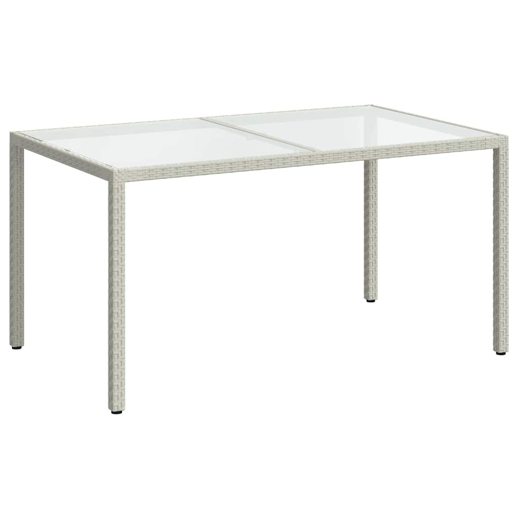 Hagebord 150x90x75 cm herdet glass og polyrotting hvit vidaXL