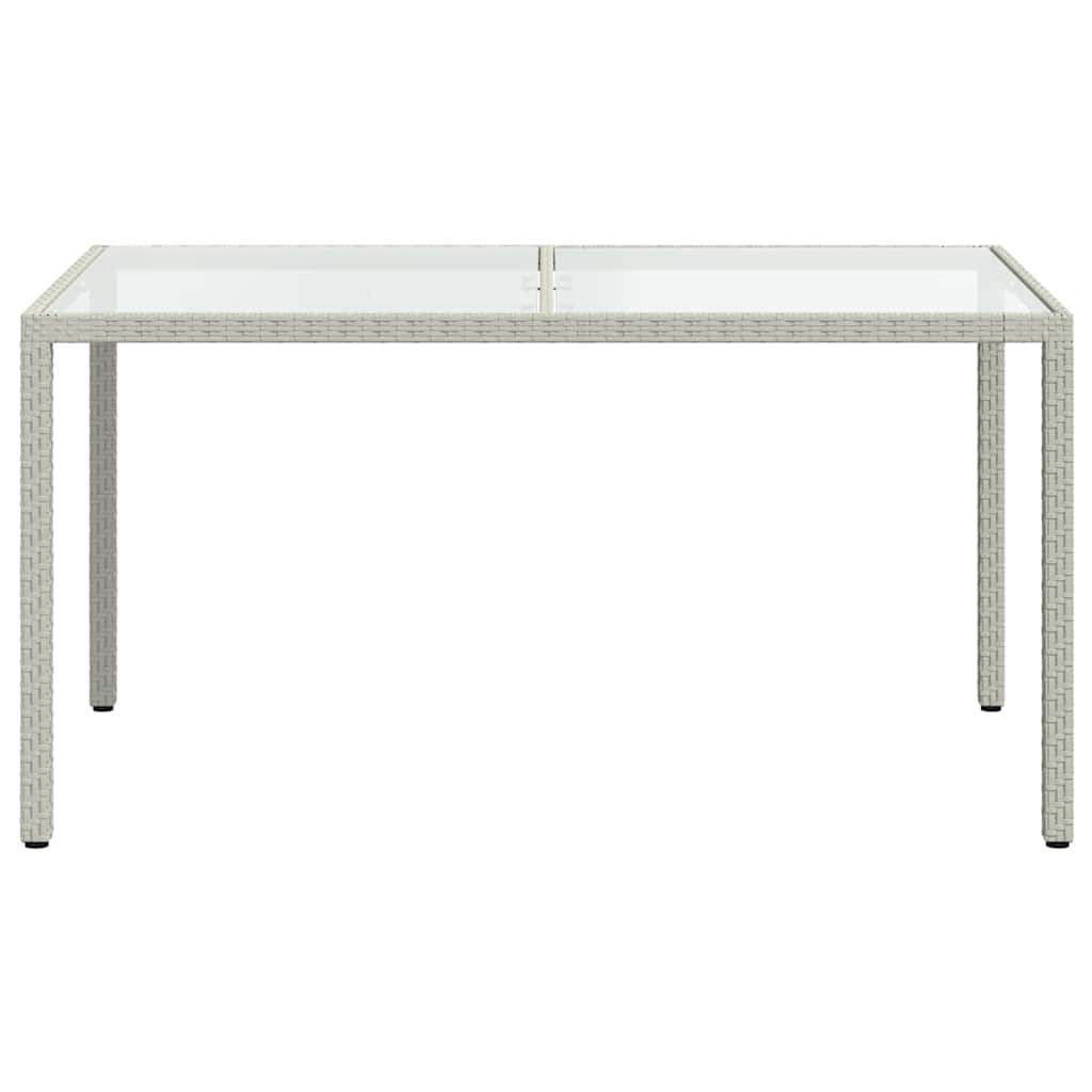 Hagebord 150x90x75 cm herdet glass og polyrotting hvit vidaXL