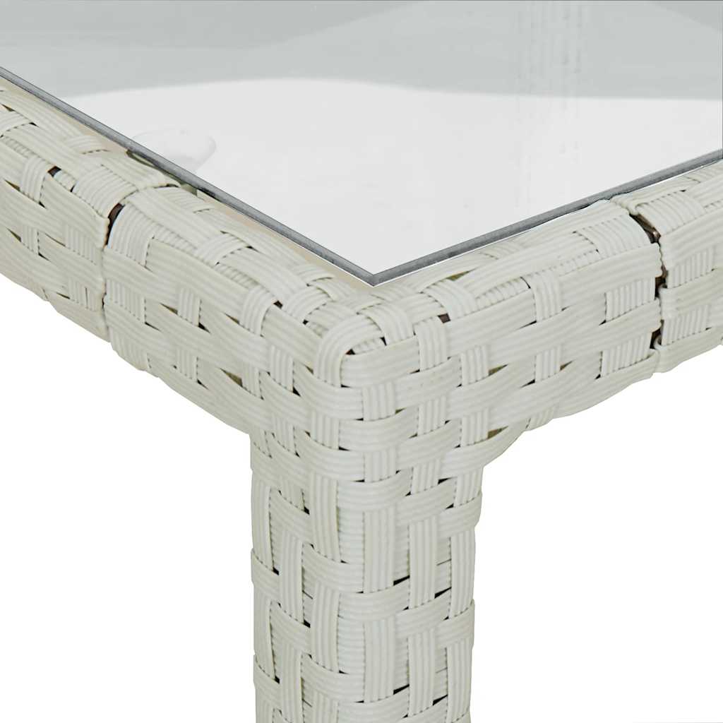 Hagebord 150x90x75 cm herdet glass og polyrotting hvit vidaXL