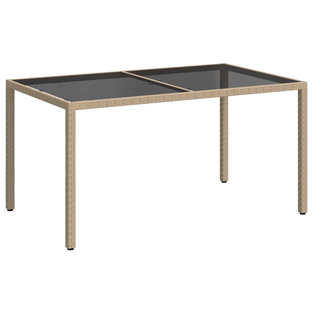 Hagebord 150x90x75 cm herdet glass og polyrotting beige vidaXL