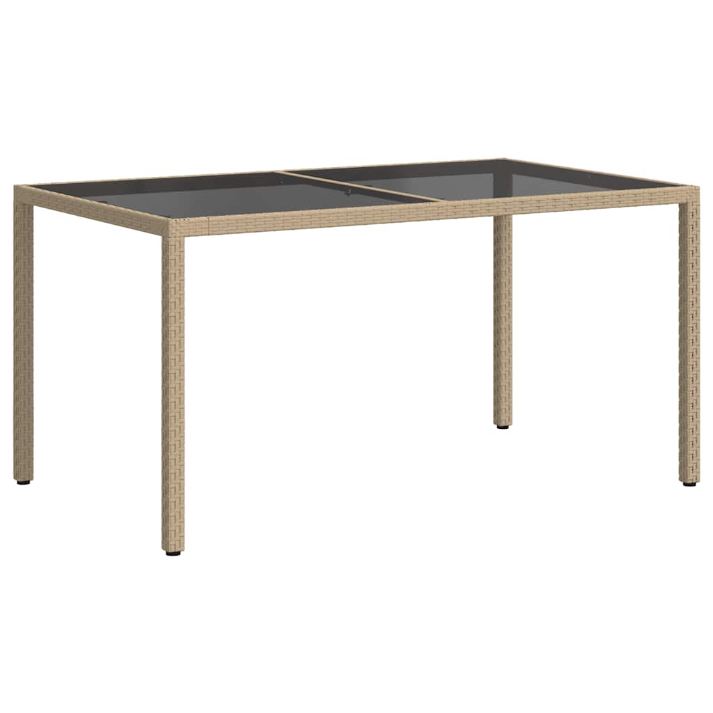 Hagebord 150x90x75 cm herdet glass og polyrotting beige vidaXL