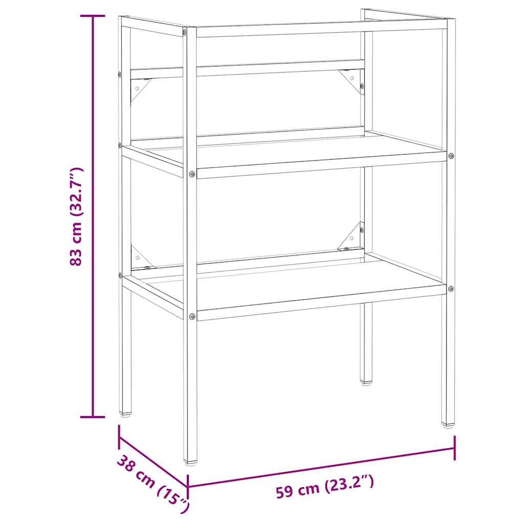 Badehylle hvit 59x38x83 cm jern
