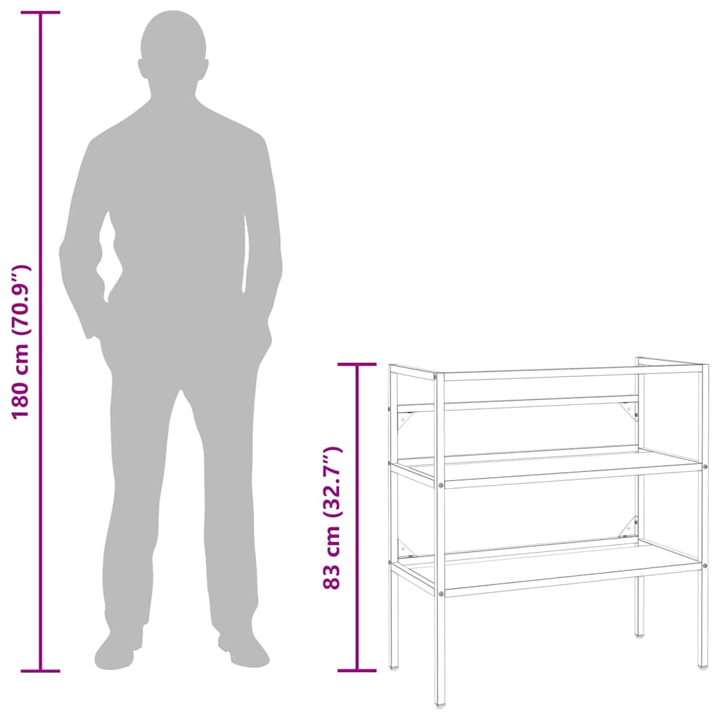 Badehylle svart 79x38x83 cm jern