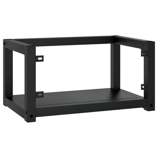 Vegghengt servantramme for bad svart 59x38x31 cm jern