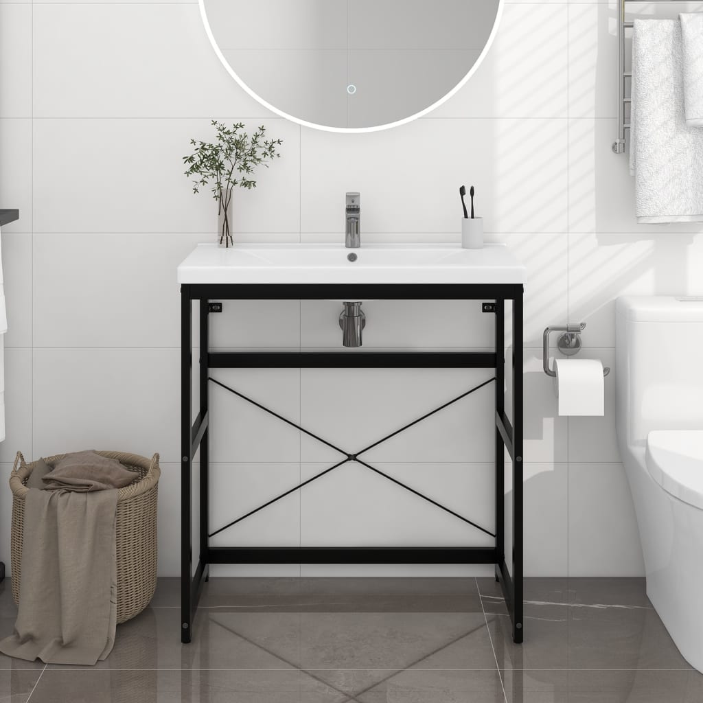 Badehylle svart 79x38x83 cm jern