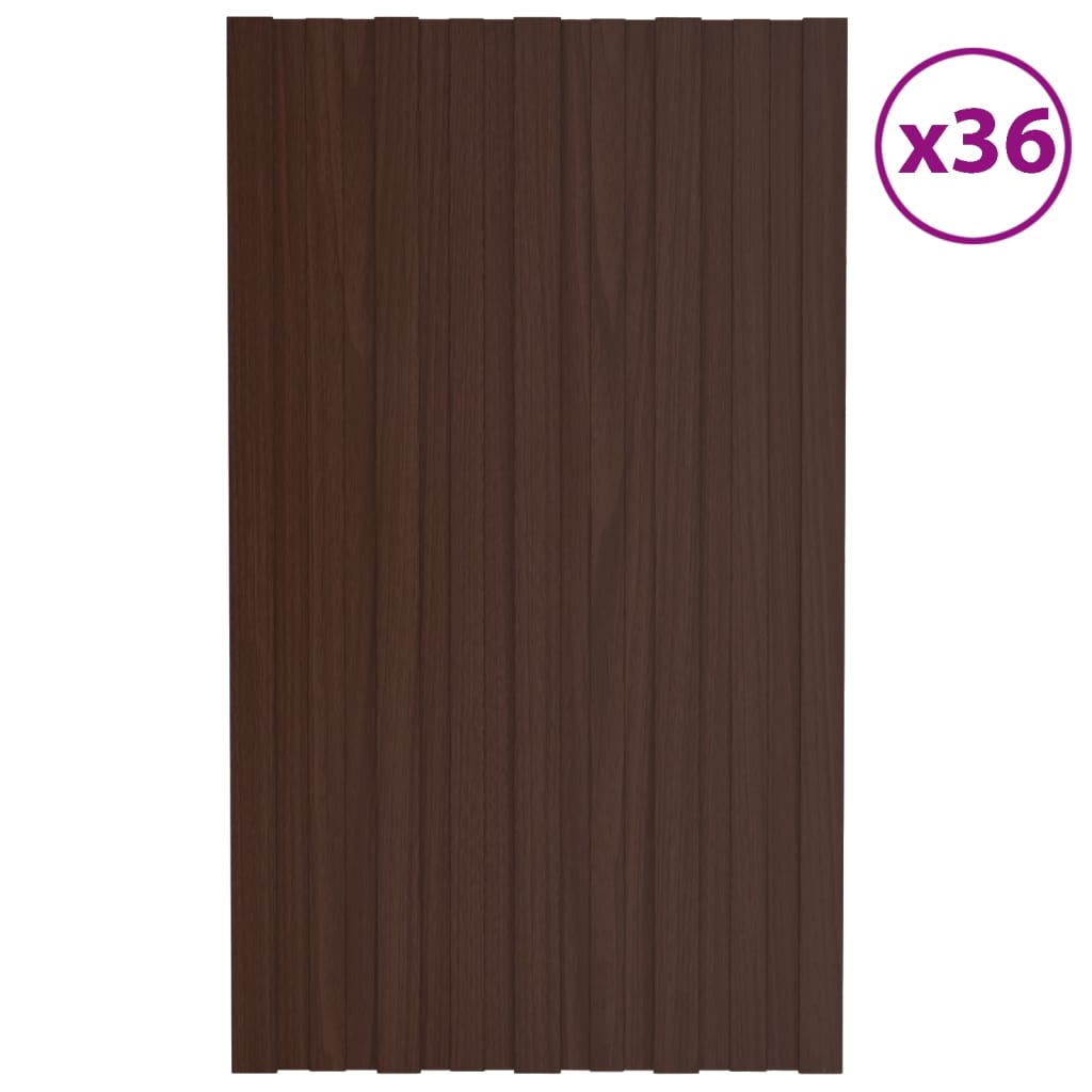 Takplater 36 stk brun 80x45 cm galvanisert stål