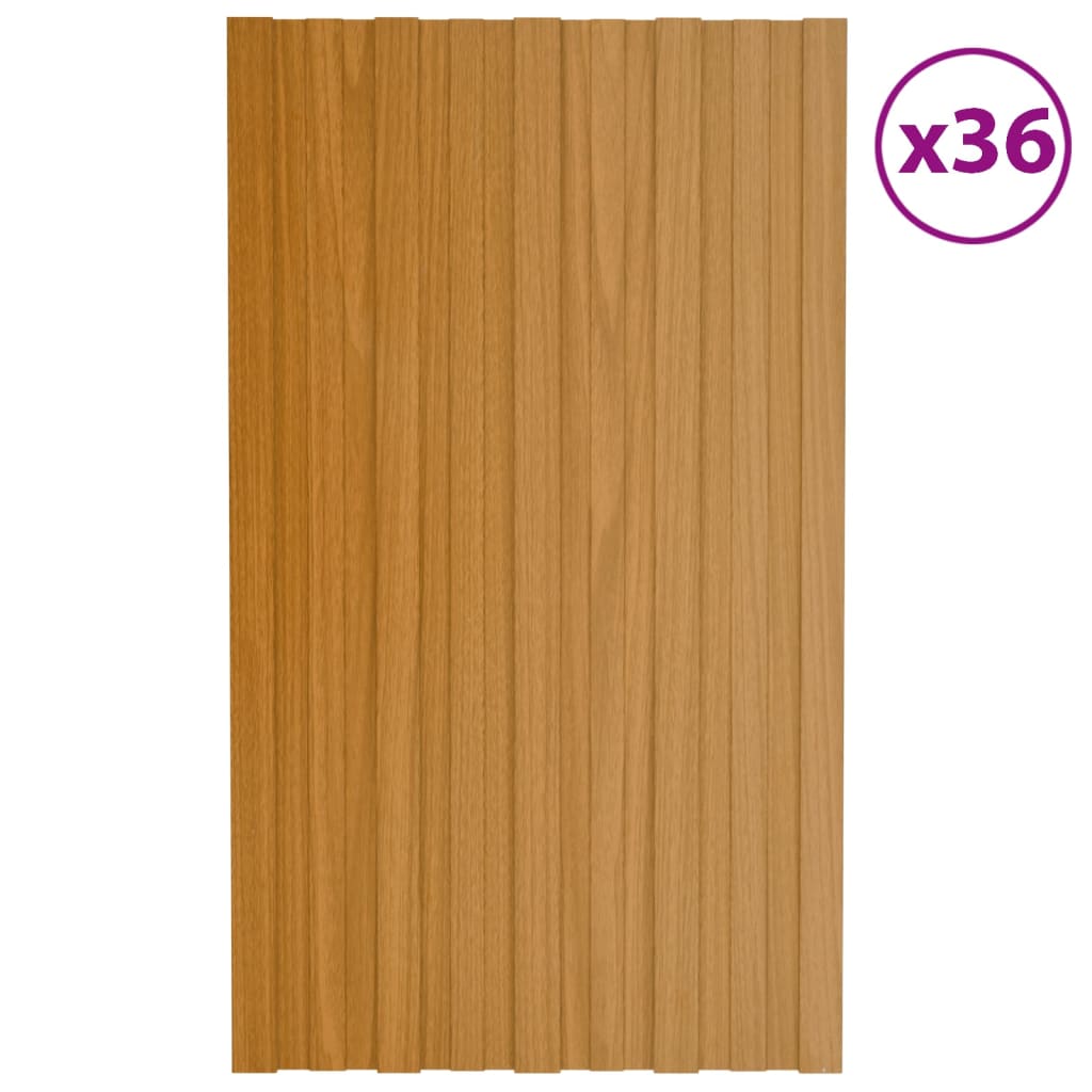 Takplater 36 stk lyst tre 80x45 cm galvanisert stål