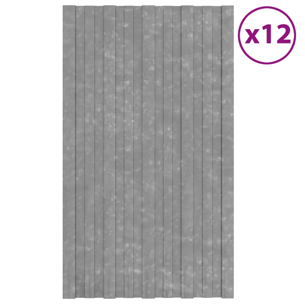 Takplater 12 stk sølv 80x45 cm galvanisert stål