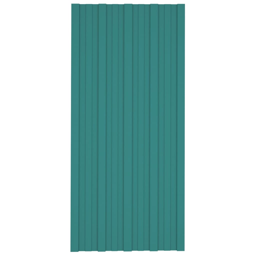 Takplater 12 stk grønn 100x45 cm galvanisert stål