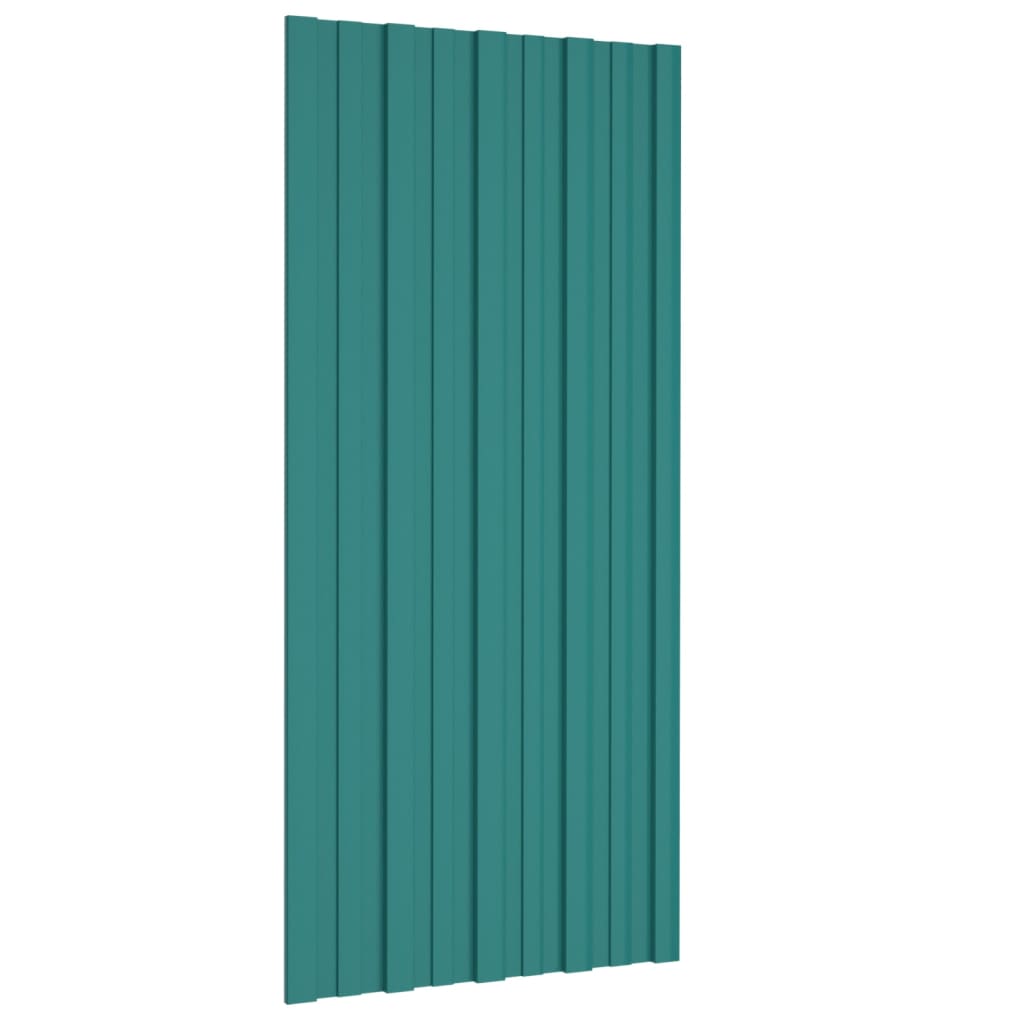 Takplater 12 stk grønn 100x45 cm galvanisert stål