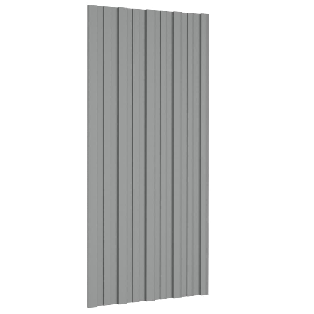 Takplater 12 stk grå 100x45 cm galvanisert stål