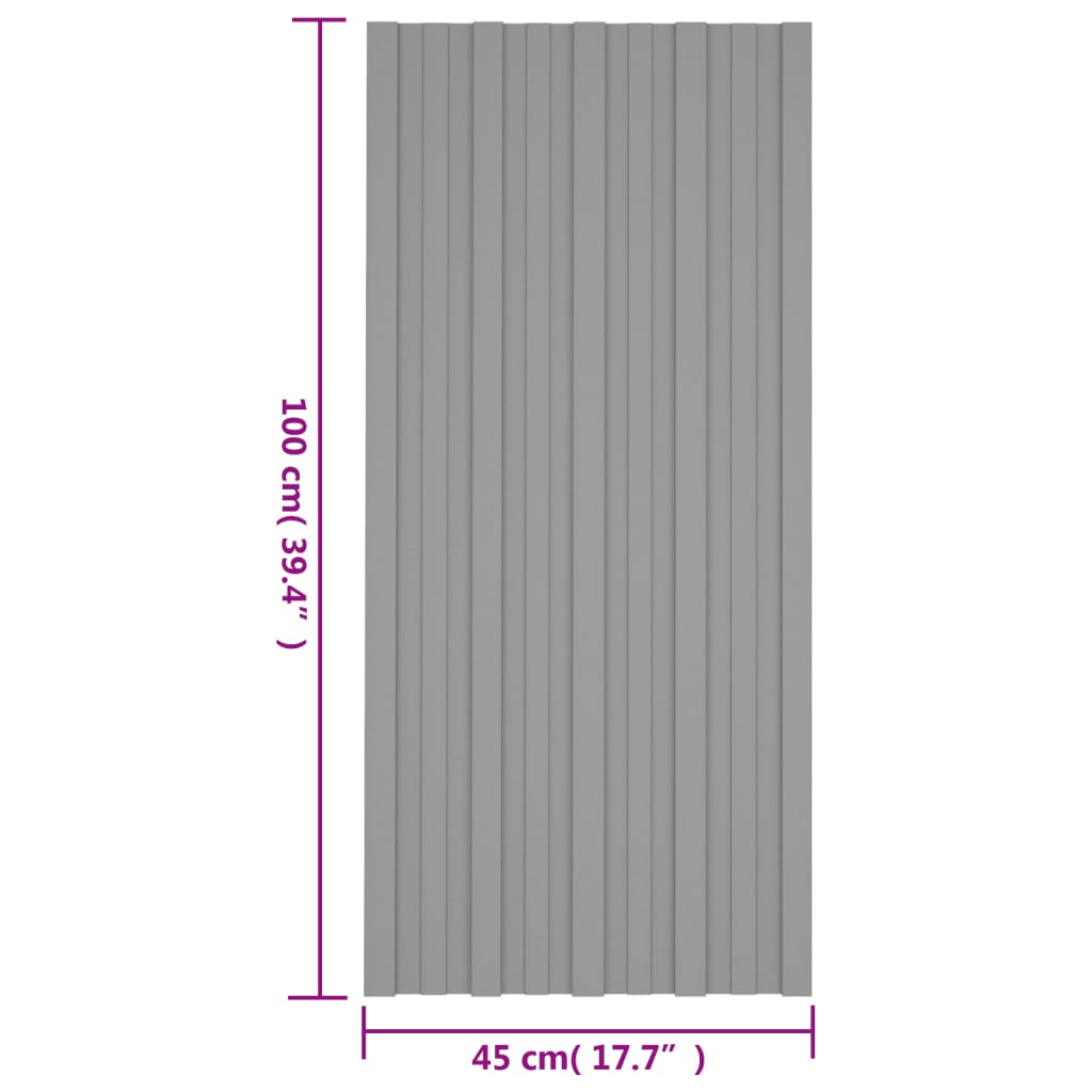 Takplater 36 stk grå 100x45 cm galvanisert stål