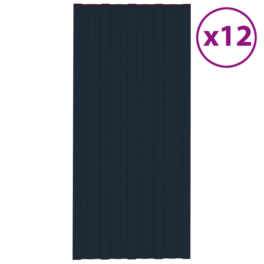 Takplater 12 stk antrasitt 100x45 cm galvanisert stål