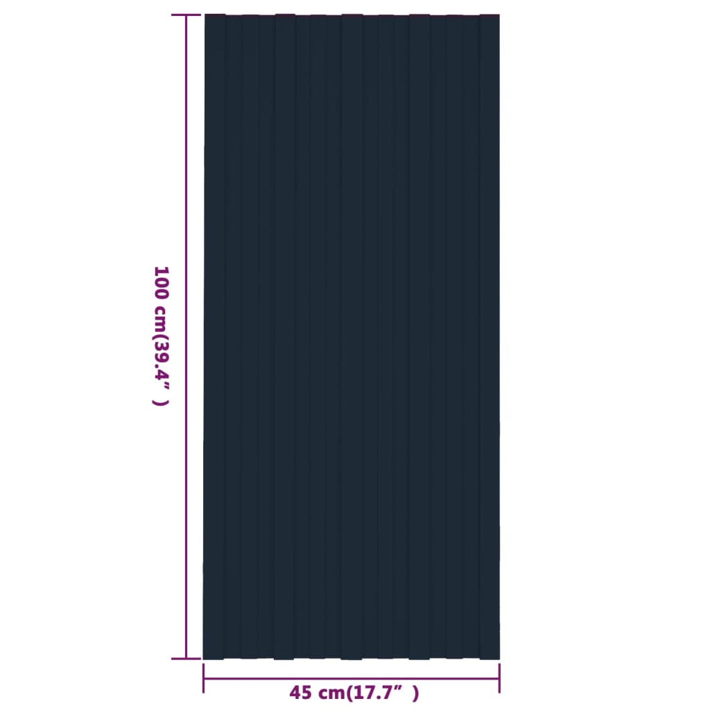 Takplater 12 stk antrasitt 100x45 cm galvanisert stål