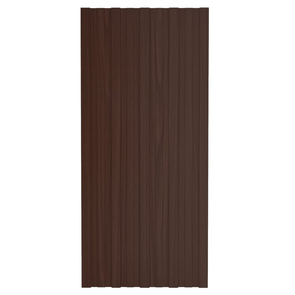 Takplater 12 stk brun 100x45 cm galvanisert stål
