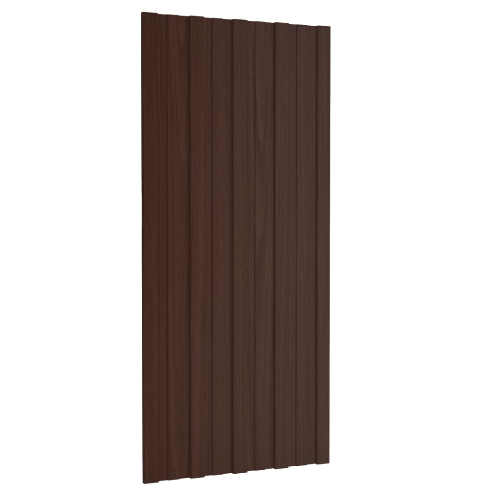 Takplater 12 stk brun 100x45 cm galvanisert stål