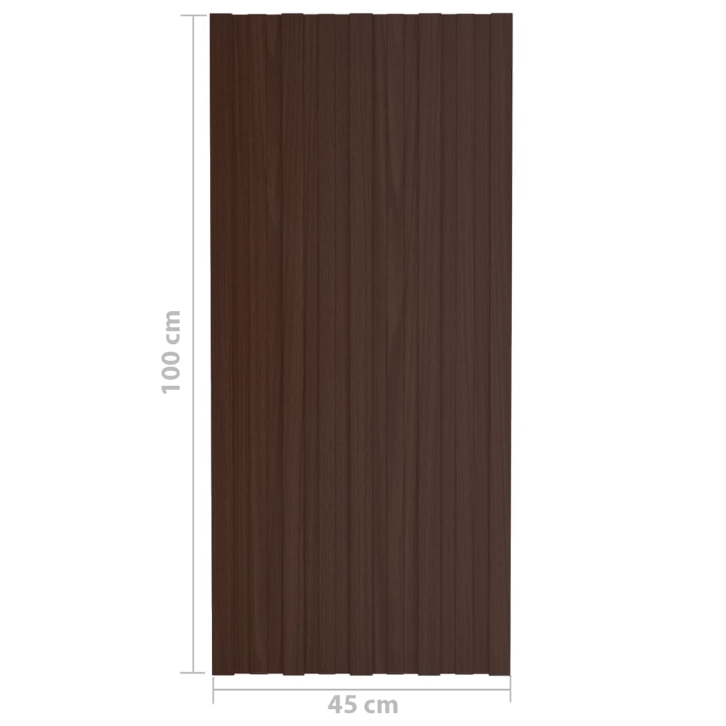 Takplater 12 stk brun 100x45 cm galvanisert stål
