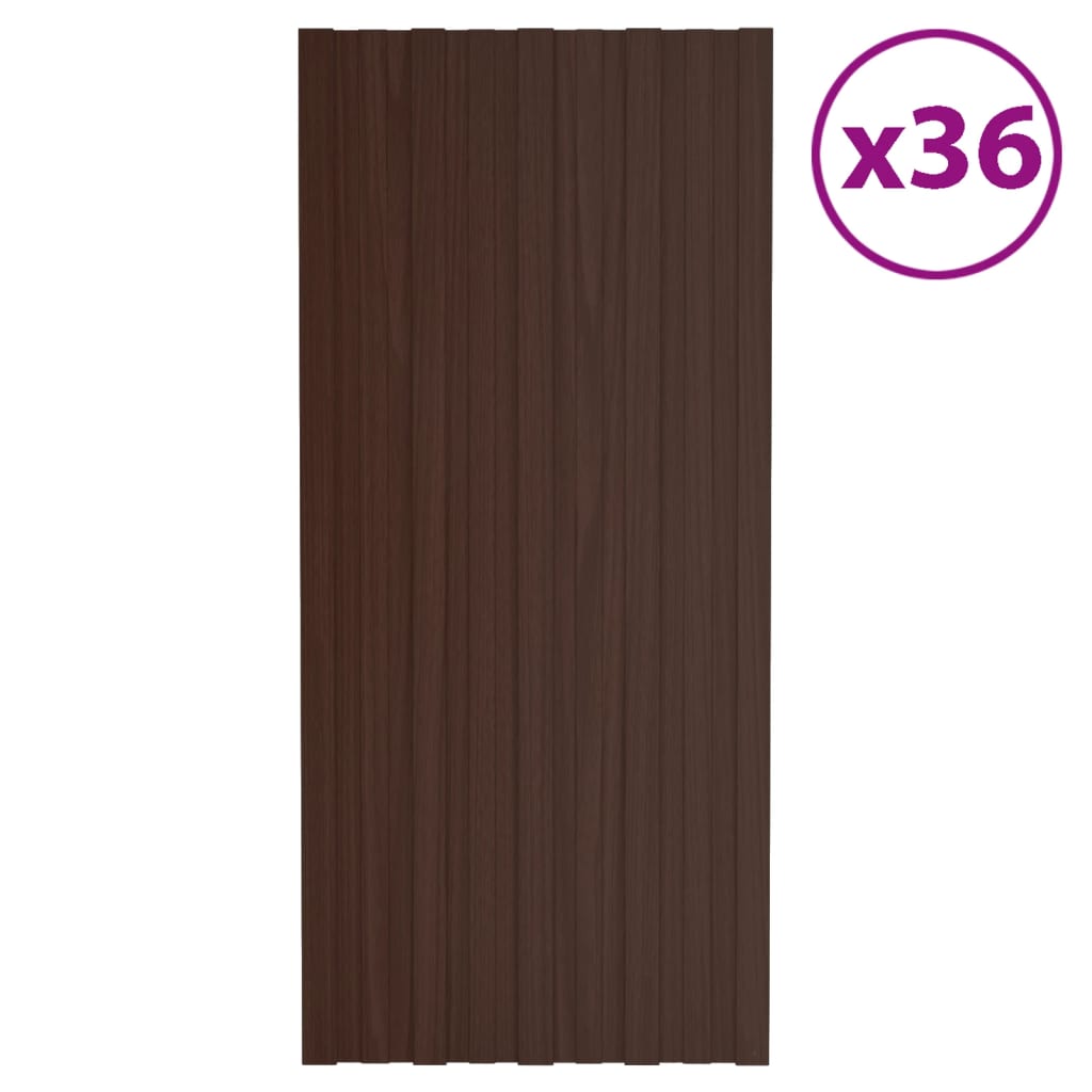 Takplater 36 stk brun 100x45 cm galvanisert stål